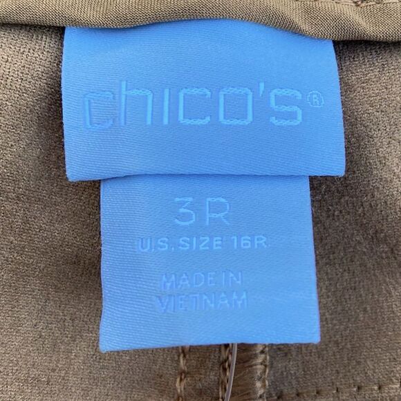 Chicos Brown Faux-Suede 5-Pocket Slim Pants. Size 16R (3). Washable. NWT - Picture 6 of 10